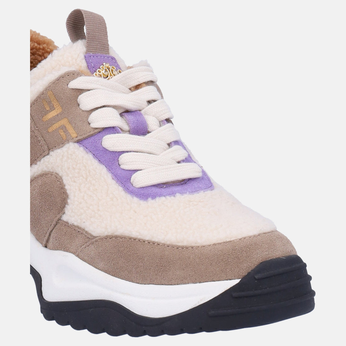 Sneakers in lana sintetica e pelle